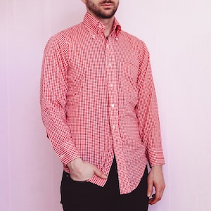 Vintage 1970’s Men’s Check Button Down Shirt Medium