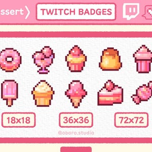 Dessert Pixel Badges Twitch / YouTube / Discord