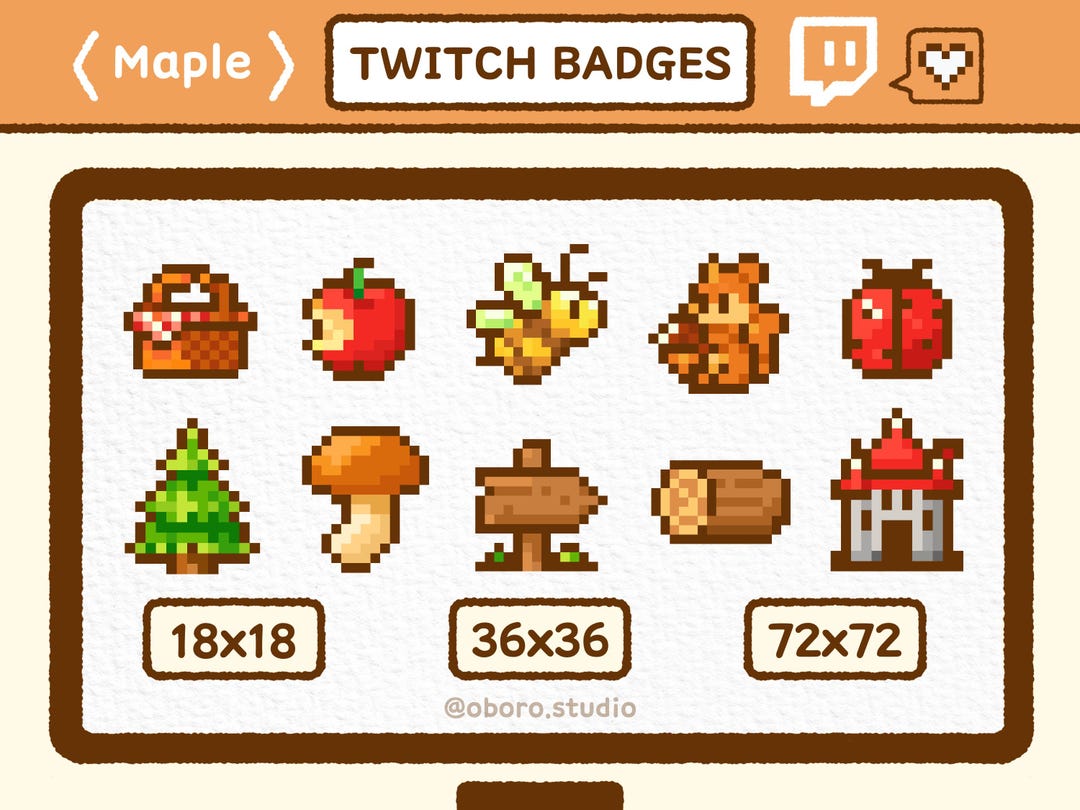 Maple Pixel Badges Twitch / Youtube / Discord - Etsy