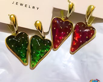 Retro Barock Erdbeerherz Ohrringe für Frauen - Mode-Obst-Serie Urlaub Schmuck