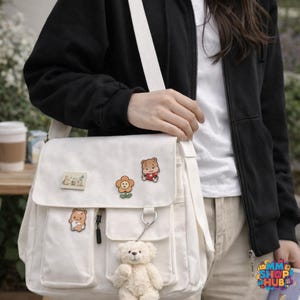 Bolsa mensageiro de lona, mochila escolar, bolsa transversal de ombro