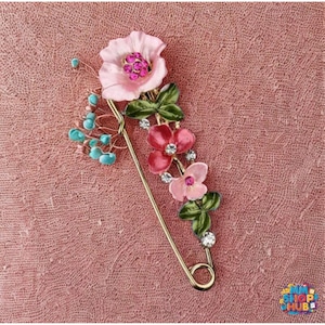 Rhinestone Enamel Floral Brooch Pin: Chic Lapel Jewelry