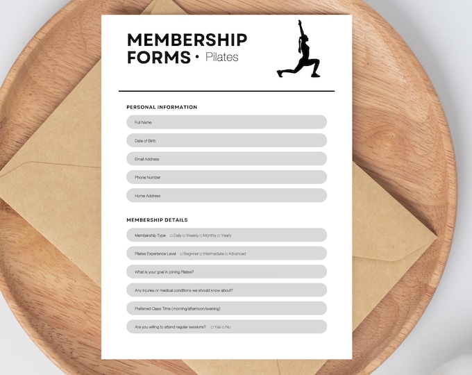 Editable Pilates Studios New Client Intake Form Template, Pilates