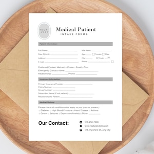 Fillable Medical Client Intake Form: Editable Canva Template (PDF Download)