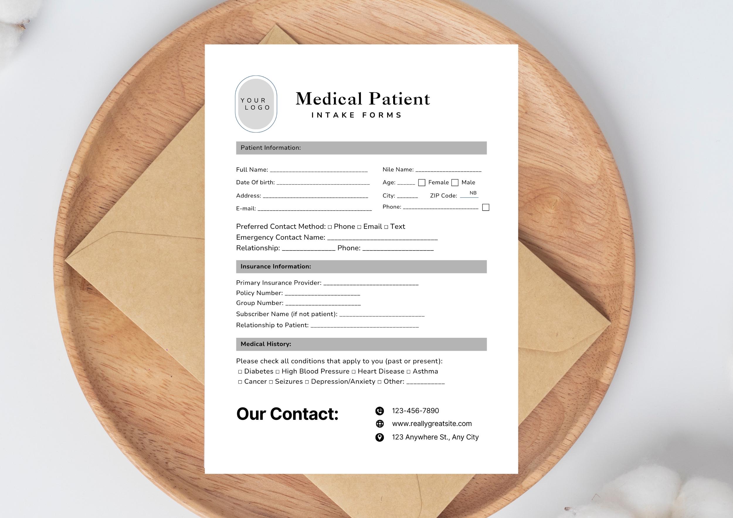 Printable Medical Client Intake Form| Fillable Intake Form Template ...