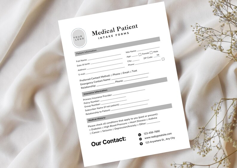 Printable Medical Client Intake Form| Fillable Intake Form Template ...