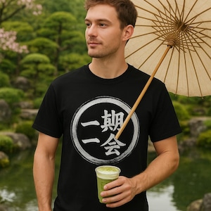 Ichigo Ichie Zen Circle Calligraphy T-Shirt One Time, One Meeting