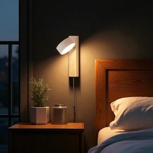 Applique murale en bois minimaliste : lampe de chevet moderne, éclairage intérieur élégant