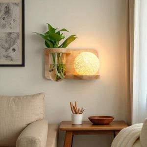 Handcrafted Wooden Wall Lamp: Rustic Ambient Lighting