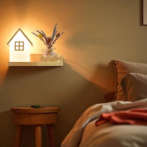 Handmade Wooden Wall Sconce: Elegant Ambient Lighting for Living Room
