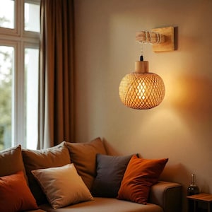 Handmade Wood Wall Light • Cozy Nordic Lighting • Minimalist & Elegant • Great for Bedroom, Living Room or Reading Nook&quot;