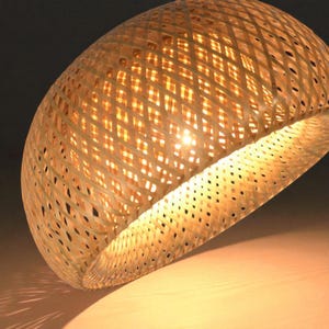 Rattan Pendant Light • Wabi Sabi Hanging Lamp • Boho Organic Ceiling Light • Minimalist Modern Lighting for Kitchen, Bedroom & Living Room