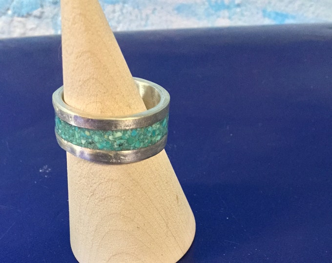 Men’s sterling silver turquoise inlay ring