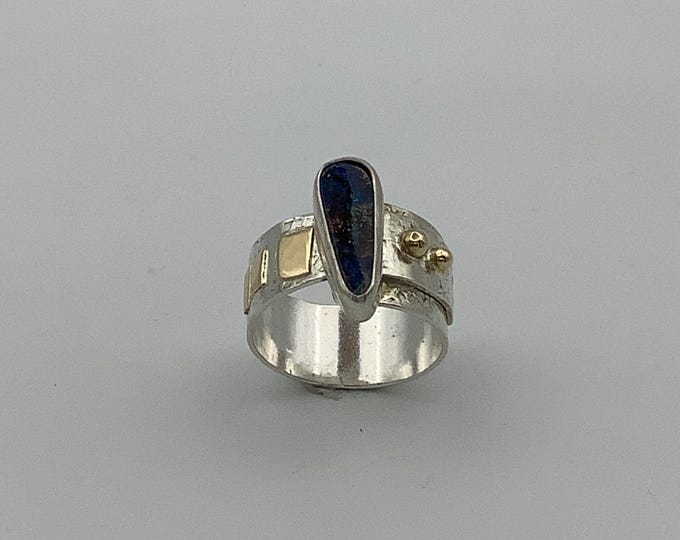 Australian Opal Silver and Gold Ring