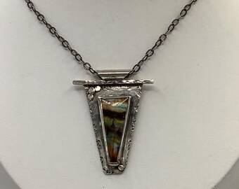 Rainbow Calsilica Silver Necklace