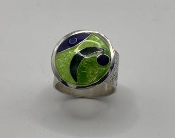 Modern Cloisonné Enamel Ring