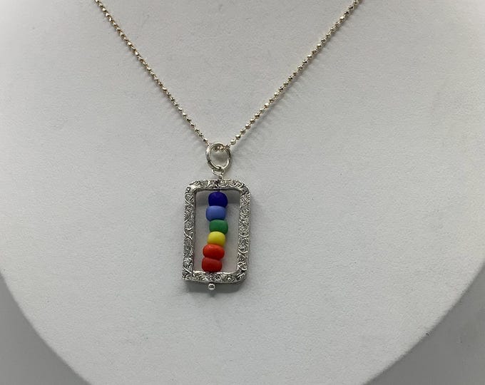 Seaglass Bead Sterling Silver Necklace (rare)