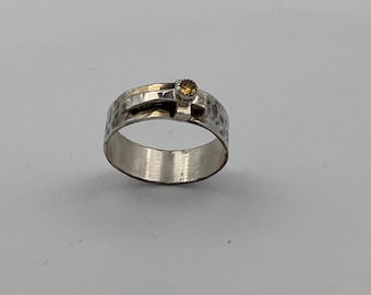 Citrine Sterling silver Cross Ring