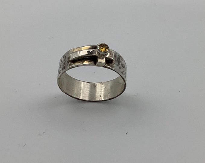 Citrine Sterling silver Cross Ring