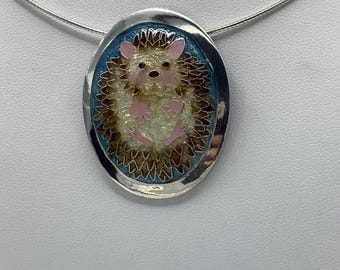 Cloisonné Enamel Hedgehog Necklace