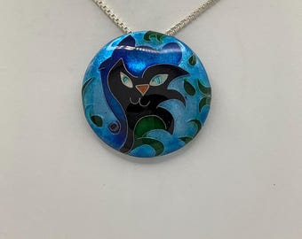 Cloisonné Enamel Cat Necklace