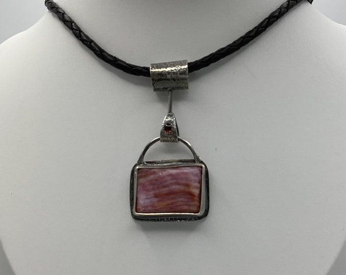 Coral and Garnet Sterling Silver Necklace