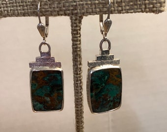 Sterling silver and Azurite Malachite earrings