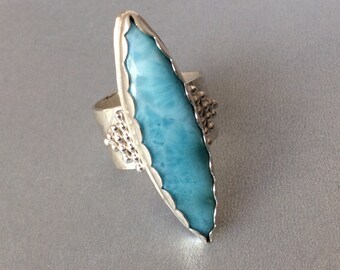Larimar marquise Sterling Ring