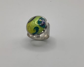 Modern Cloisonné Enamel Ring
