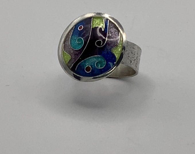 Modern Cloisonné Enamel Ring