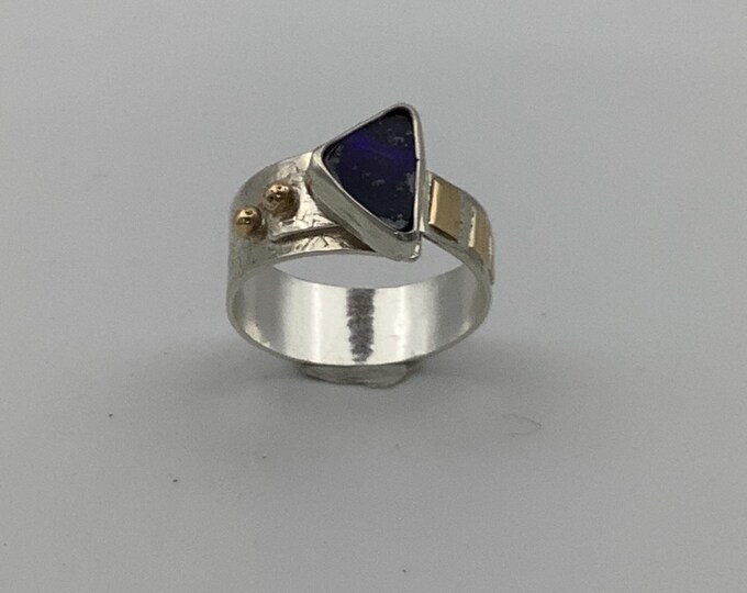 Australian Opal Silver and Gold Ring