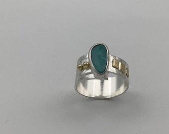 Australian Opal Silver and Gold Ring
