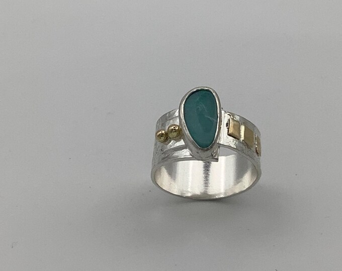 Australian Opal Silver and Gold Ring