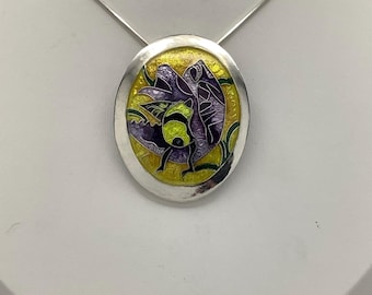 Cloisonné Enamel Bumble Bee in Flower Necklace