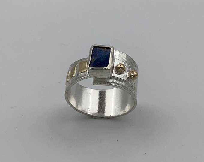Australian Opal Silver and Gold Ring