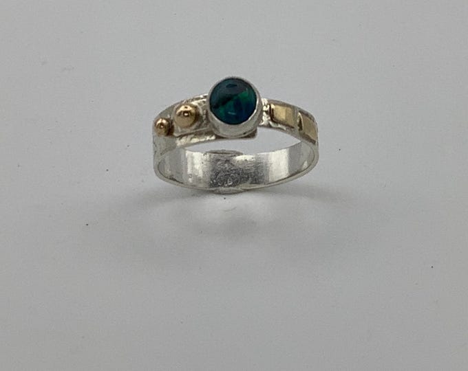 Australian Opal Silver and Gold Ring