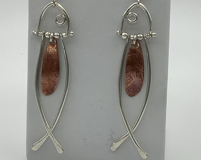 Silver and Copper Fish Earrings