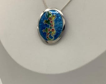 Cloisonné Enamel Gecko Necklace