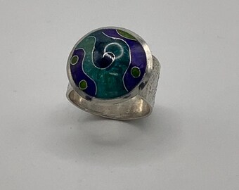Modern Cloisonné Enamel Ring