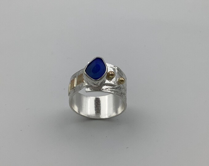 Australian Opal Silver and Gold Ring