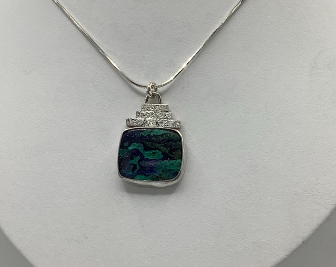 Green Blue Malachite Silver Necklace