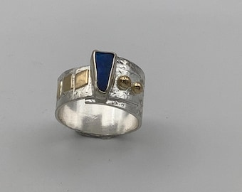 Australian Opal Silver and Gold Ring