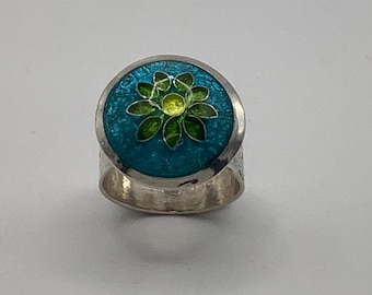 Flower Cloisonné Enamel Ring