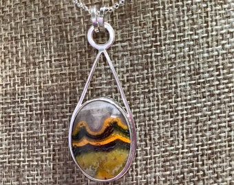 Bumblebee Jasper and sterling silver necklace