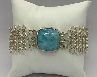 Sterling Silver and Larimar Gemstone Bracelet