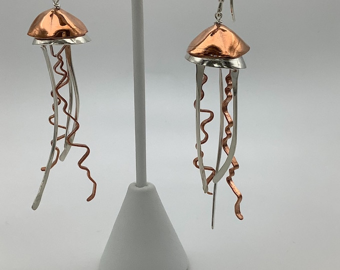 Silver and Copper Jelly Fish Earrings