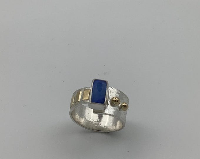 Australian Opal Silver and Gold Ring