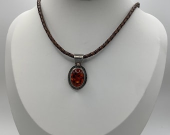 Amber Sterling Silver Necklace