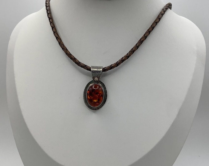 Amber Sterling Silver Necklace