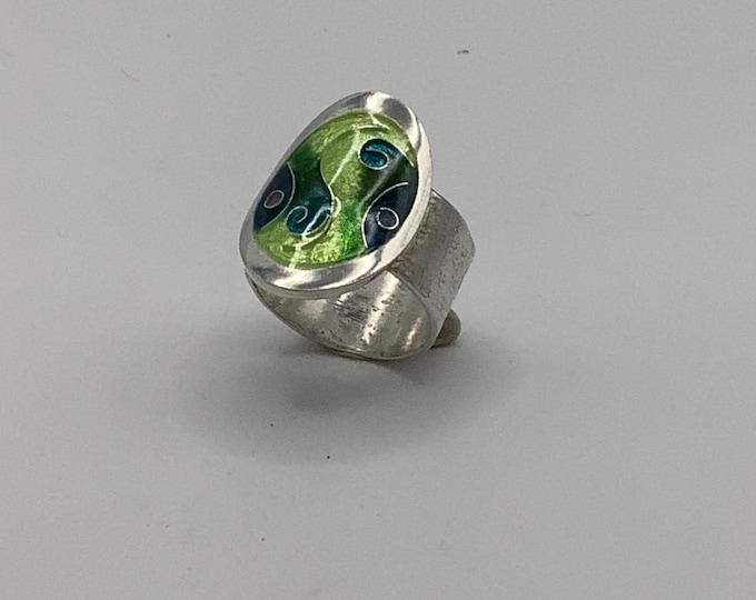 Modern Cloisonné Enamel Ring
